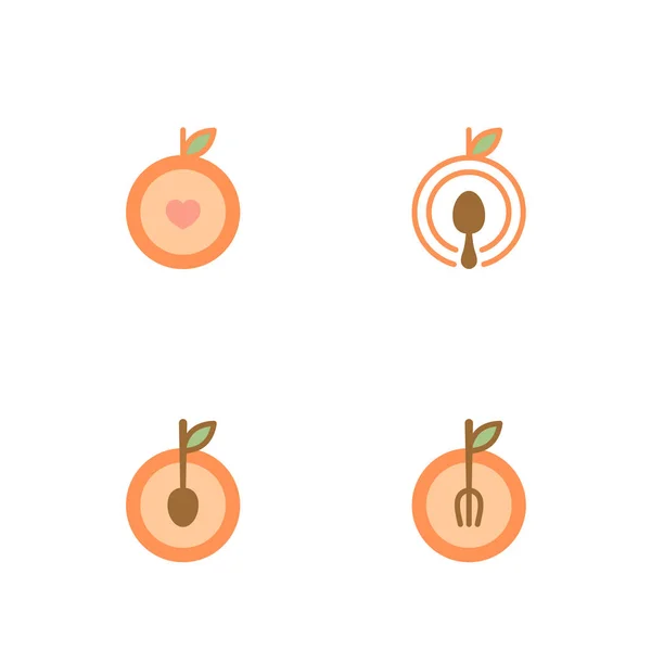 Orange Früchte Symbole Set Design Illustration Isoliert Auf Weißem Hintergrund — Stockvektor