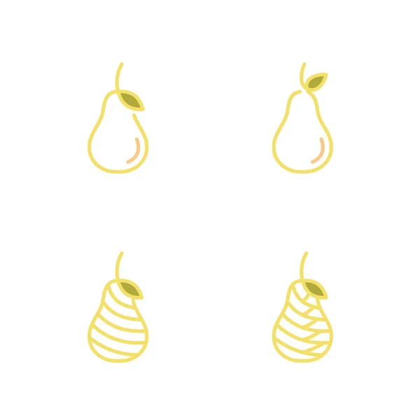 Pear Fruit Pictogrammen Overzicht Beroerte Scenografie Illustratie Geïsoleerd Een Witte — Stockvector