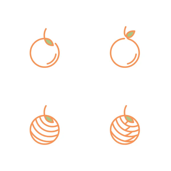 Iconos Fruta Naranja Esquema Carrera Conjunto Diseño Ilustración Aislado Sobre — Archivo Imágenes Vectoriales