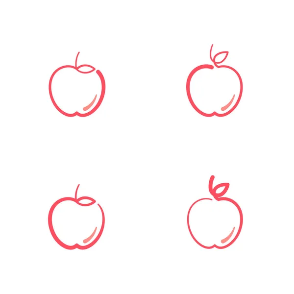 Apple Fruit Icons Outline Stroke Set Design Illustration Isolated White — Stock Vector