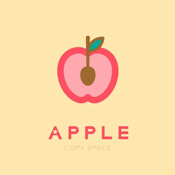 Manzana Fruta Con Cuchara Icono Icono Conjunto Diseño Ilustración Aislada — Archivo Imágenes Vectoriales