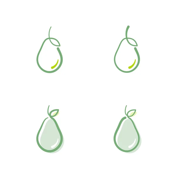 Avocado Frutta Icone Set Disegno Illustrazione Isolato Sfondo Bianco Vettore — Vettoriale Stock