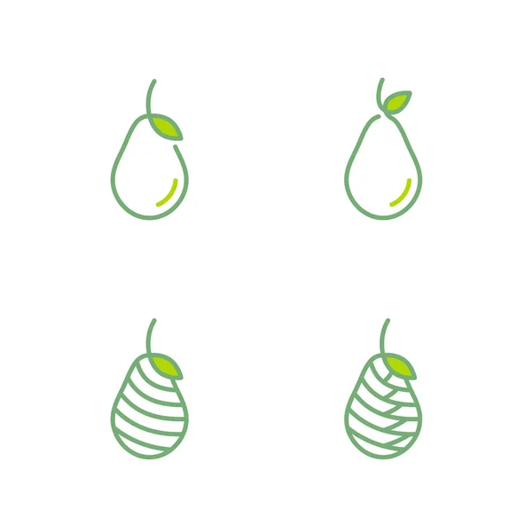 Avocado Fruit Pictogrammen Overzicht Beroerte Scenografie Illustratie Geïsoleerd Een Witte — Stockvector