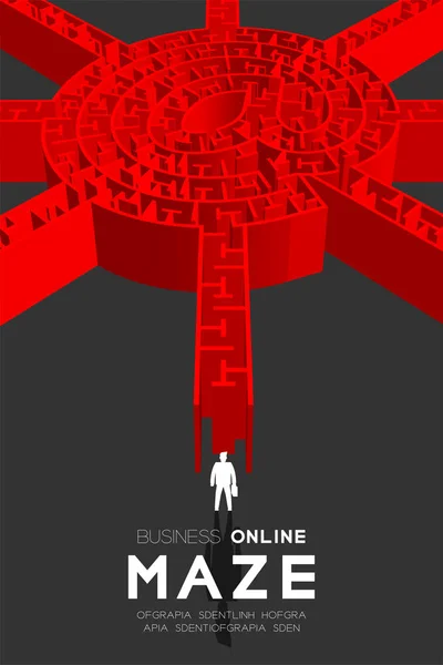 Entreprise Ligne Labyrinthe Labyrinthe Forme Signe Couleur Rouge Avec Homme — Image vectorielle