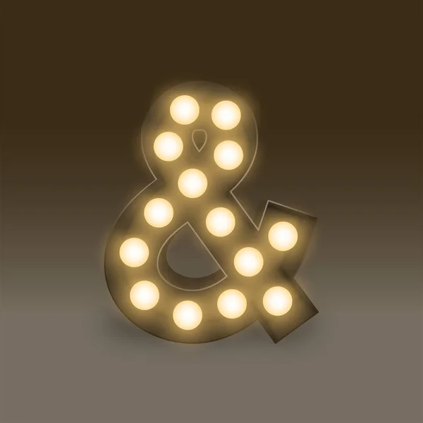 Символ Incandescent Лампочка Бокс Набор Значок Знак Амперсанд Иллюстрация Ретро — стоковый вектор