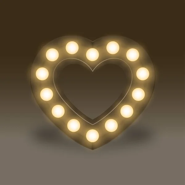 Símbolo Conjunto Caja Bombillas Incandescentes Signo Corazón Icono Ilustración Estilo — Vector de stock