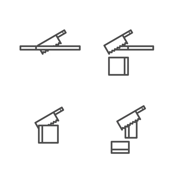 Carpenter Berendezések Eszköz Beállítása Lépés Fűrészgép Dovetail Látta Szimbólum Ikon — Stock Vector
