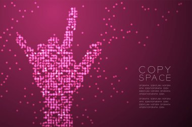 Seni el şekli seviyorum soyut geometrik daire küçük noktalı deseni, işaret dili konsept tasarımı pembe renk illüstrasyon izole kopya alanı, vektör eps 10 ile pembe degrade arka plan üzerinde