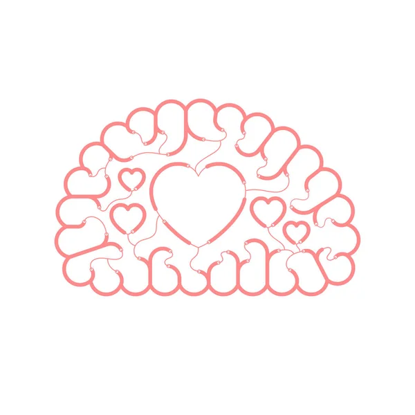 Kabel Elektryczny Drut Mózgu Różowy Kolor Koncepcja Miłość Znakiem Serce — Wektor stockowy