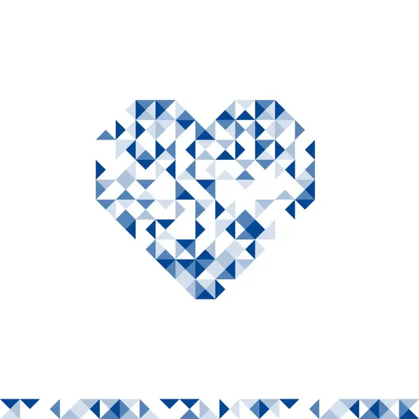Abstrakt Geometriskt Mönster Hjärtat Symbol Form Design Mörkblå Färg Illustration — Stock vektor