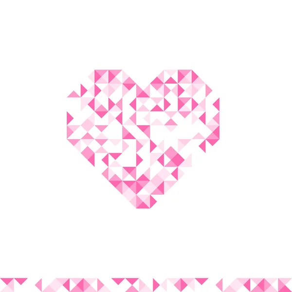 Abstract Geometric Pattern Heart Symbol Shape Design Pink Color Illustration — Stock Vector