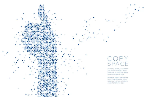 Soyut geometrik daire nokta deseni el başparmak şekil, işaret dili konsept tasarımı mavi renk illüstrasyon izole kopya alanı, vektör eps 10 beyaz zemin üzerine