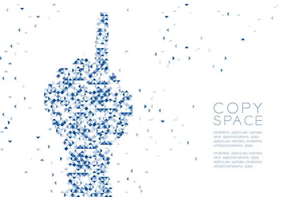 Vektör eps 10 soyut geometrik Çokgen kare kutu ve üçgen desen bir el şekli, işaret dili konsept tasarım mavi renk illüstrasyon izole kopya alanı, beyaz zemin üzerine
