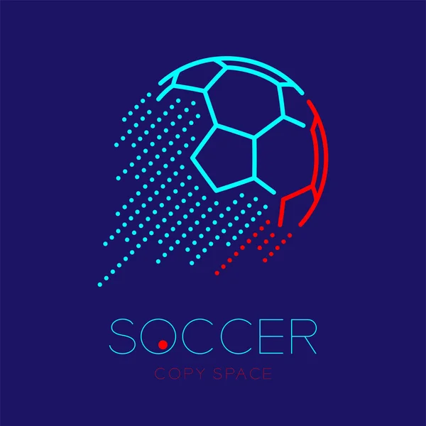 Logo simge anahattı kontur çekim futbol topu futbol metin ve kopya alanı koyu mavi zemin üzerine izole çizgi çizgi tasarlamak ayarla