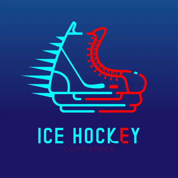 Ice Hockey Skate Prędkości Logo Ikona Nakreśl Kontury Obrysu Ustawić — Wektor stockowy