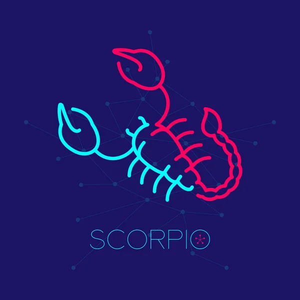 Скорпион Зодиак Иконка Логотипа Созвездия Иконка Контура Штрих Набор Линией — стоковый вектор