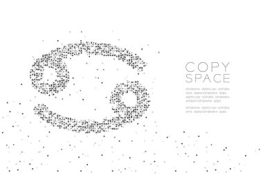 Soyut geometrik daire nokta piksel deseni kanser Zodyak işareti şeklini, takımyıldızı kavramı siyah renk tasarlamak kopya alanı, vektör eps 10 beyaz zemin üzerine yıldız