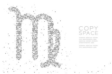 Soyut geometrik daire nokta piksel deseni başak Zodyak işareti şeklini, takımyıldızı kavramı siyah renk tasarlamak kopya alanı, vektör eps 10 beyaz zemin üzerine yıldız