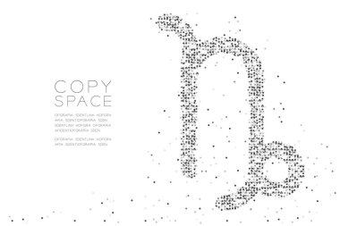Soyut geometrik daire nokta piksel deseni Oğlak burç işareti şeklini, takımyıldızı kavramı siyah renk tasarlamak kopya alanı, vektör eps 10 beyaz zemin üzerine yıldız