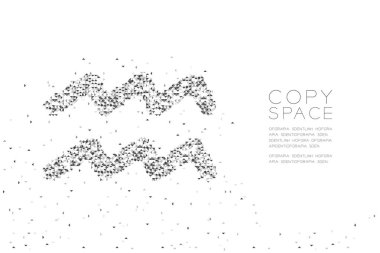 Vektör soyut geometrik düşük Çokgen kare kutu piksel ve üçgen desen kova Zodyak işareti şekli, yıldız takımyıldızı kavramı siyah renk tasarlamak kopya alanı, beyaz zemin üzerine