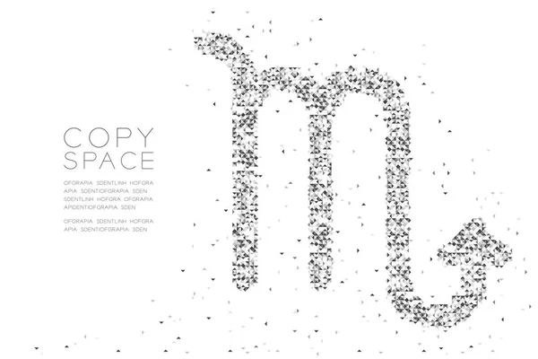 抽象的な幾何学的低多角形正方形のボックスのピクセルと蠍座の星座記号図形 星星座コンセプト デザイン ブラック カラー イラスト コピー スペースで 白い背景の上の三角形のパターン ベクトルします — ストックベクタ