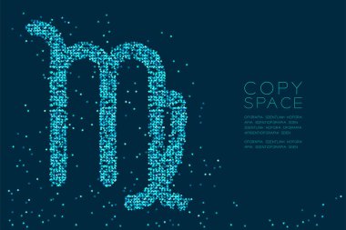 Star model başak Zodyak işareti şekli soyut, kopya alanı, vektör eps 10 koyu mavi zemin üzerine izole takımyıldızı kavramı mavi renk tasarlamak yıldız