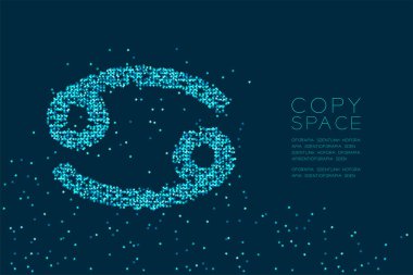 Yıldız deseni kanser Zodyak işareti şekli soyut, kopya alanı, vektör eps 10 koyu mavi zemin üzerine izole takımyıldızı kavramı mavi renk tasarlamak yıldız