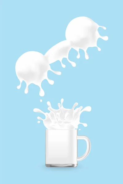 Milk Splash Dumbbell Forma Exercício Copo Vidro Conceito Dia Mundial — Vetor de Stock