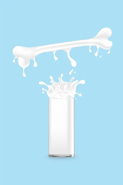 Lait Éclaboussure Forme Osseuse Verre Concept Journée Mondiale Lait Illustration — Image vectorielle