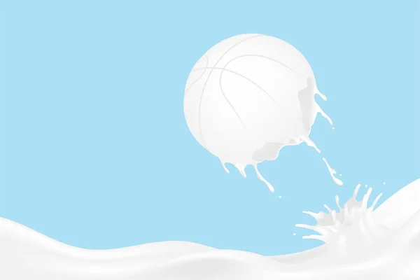 Melk Splash Basketbal Vorm Melk Werelddag Concept Virtuele Ontwerp Illustratie — Stockvector