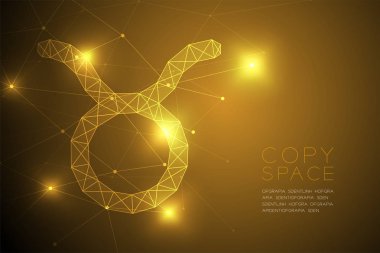 Toros burç işareti tel kafes Çokgen çerçeve yapısı, Fortune teller konsept tasarım illüstrasyon izole kopya alanı, vektör eps 10 altın gradyan zemin üzerine