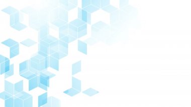 Elmas kare kutu model izometrik tasarım mavi renk animasyon 4 k beyaz arka plan üzerinde kopya alanı ile soyut