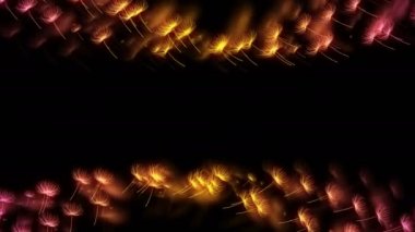 Soyut bokeh ışık parıldıyor karahindiba veya tampopo darbe sarı desen ve degrade renk illüstrasyon koyu arka plan, kesintisiz döngü animasyon üzerinde 4 k Merkezi kopya alanı ile pembe