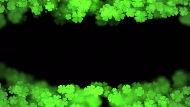 Abstract Bokeh Light Sparkles Clover Four Leaf Pattern Green Color — Stock Video