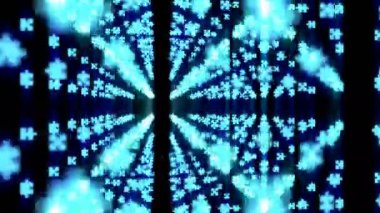 Parçalı bulmaca perspektif görünüm mavi renk illüstrasyon parlayan desen arka plan hareketli, kesintisiz döngü animasyon 4 k kaydırma soyut