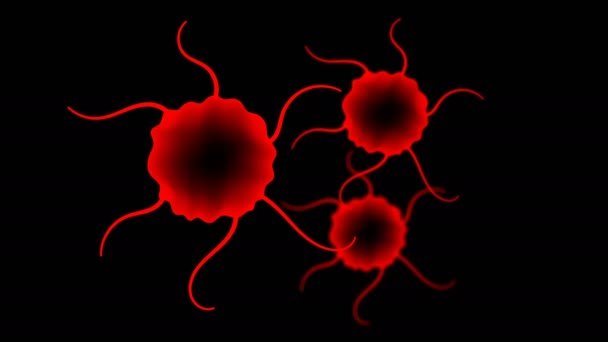 Microscope Disease Bacteria Cells Moving Set Close Illustration Dark Background — Stock Video