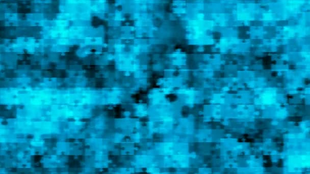 Jigsaw Puzzle Niebieski Kolor Ilustracja Świecące Wzór Tło Ruchu Płynną — Wideo stockowe