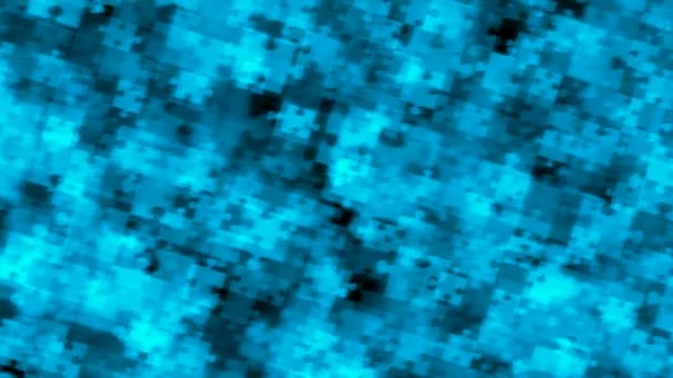 光るパターン背景色ブルー抽象のジグソー パズル 図回転移動 シームレスなループ アニメーション — ストック動画