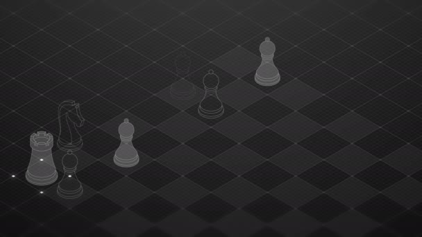 Isometric Virtual Transparency Chess Square Mesh Pattern Chessboard Business Technology — Stock Video