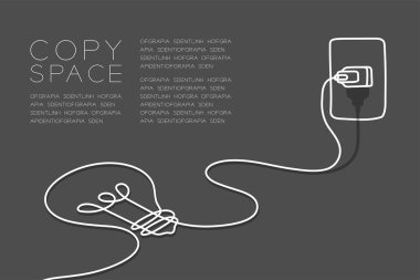 Ampul tak kablo ve outlet beyaz renk, akıllı güç kavramı tasarım illüstrasyon izole kopya alanı ile mavi arka plan üzerinde