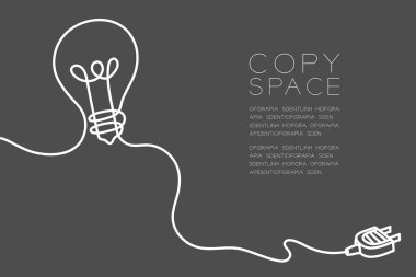 Ampul ile kablo beyaz renk takın, güç kavramı tasarım illüstrasyon izole kopya alanı ile mavi arka plan üzerinde akıllı