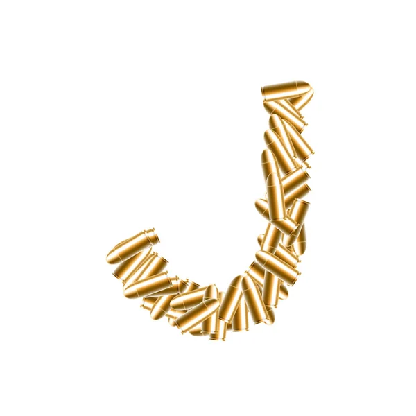 Alphabet Bullet Set Letter Gold Color Illustration Virtual Design Isolated — Stock Vector