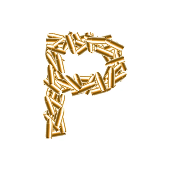 Alphabet Bullet Set Letter Gold Color Illustration Virtual Design Isolated — Stock Vector