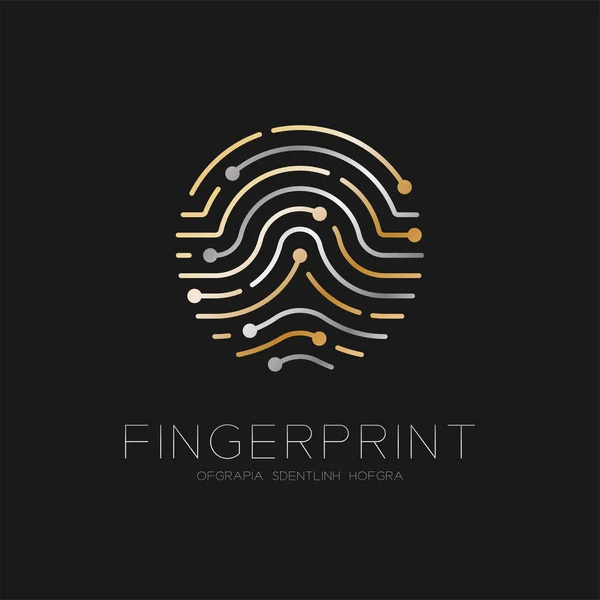 Fingerabdruck Scan Logo Symbol Strich Design Illustration Gold Und Silber — Stockvektor