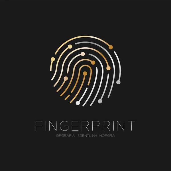 Fingerabdruck Scan Logo Symbol Strich Design Illustration Gold Und Silber — Stockvektor