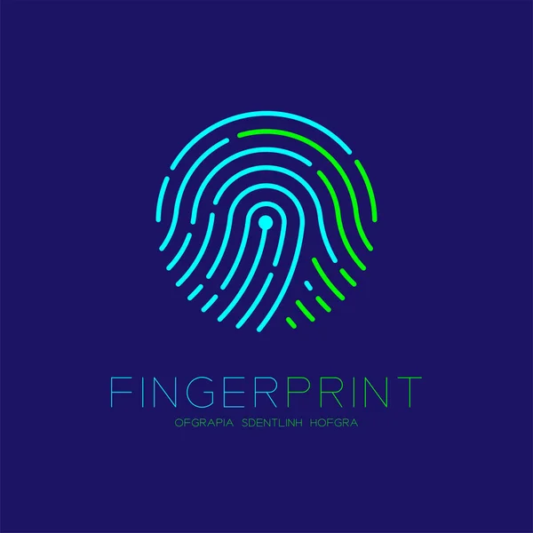 Fingerabdruck Scan Logo Symbol Strich Design Illustration Blau Und Grün — Stockvektor