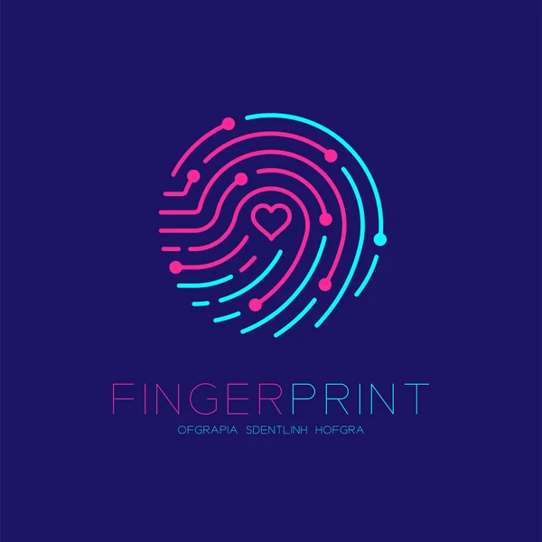 Fingerabdruck Scan Logo Symbol Mit Liebe Herz Symbol Strich Design — Stockvektor