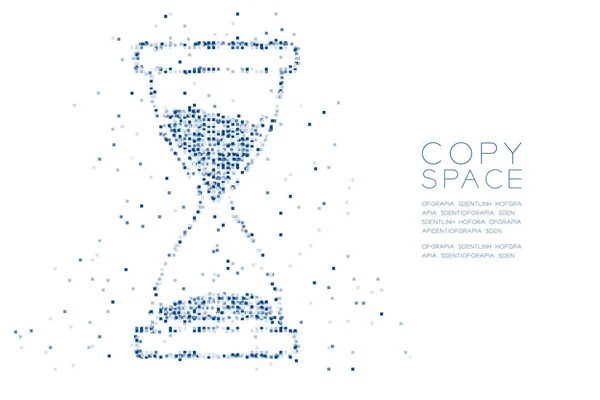 抽象几何方块方块像素图案沙漏形状 数字提醒概念设计白色背景蓝色插图与复制空间 Eps — 图库矢量图片