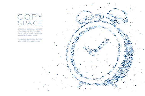 Soyut geometrik düşük Çokgen kare kutu piksel ve üçgen desen 3d çalar saat şekli, dijital uyarı mektubu kavramı mavi renk tasarlamak kopya alanı, vektör eps 10 beyaz zemin üzerine