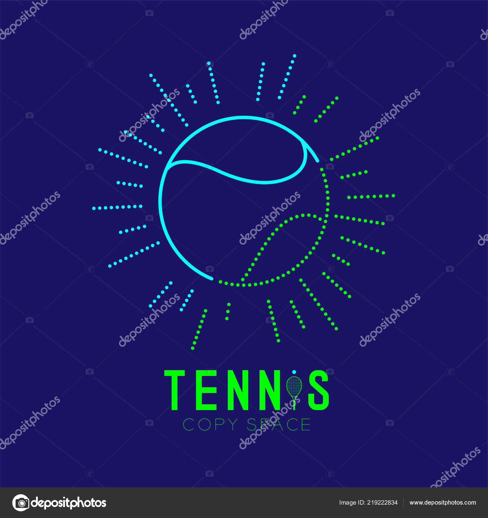 Tennis Ball Radius Frame Logo Icon Outline Stroke Set Dash
